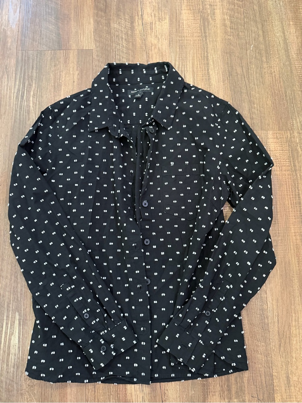 Banana Republic Black Printed Button-Front Women's Dress Shirt